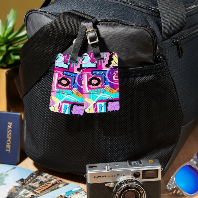 Colourful Maximalist Expressive Abstract  Luggage Tag (Front & Back)