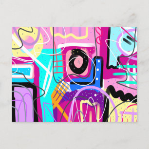 Colourful Maximalist Expressive Abstract Postcard