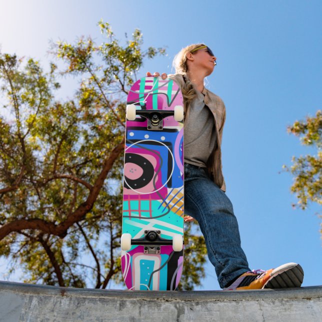 Colourful Maximalist Expressive Abstract  Skateboard (Outdoor 1)