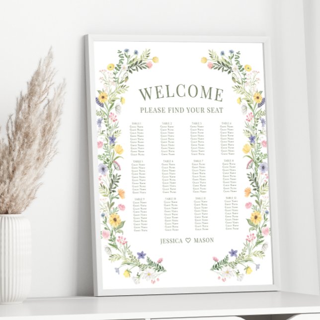Colourful Meadow Flower Wedding Seating Chart (Creator Uploaded)