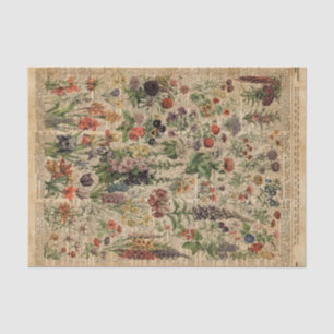 Colourful Meadow Flowers Herbs Dictionary Art Tissue Paper