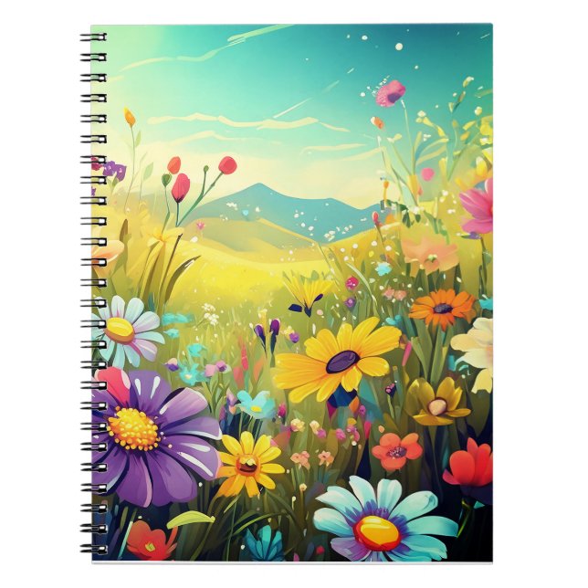 Colourful meadow notepad for your joyful day notebook (Front)