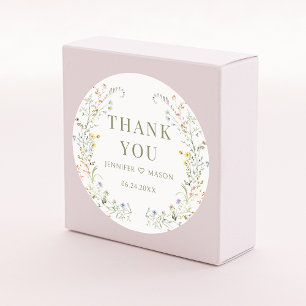 Colourful Meadow Wild Flower Wedding Thank You Classic Round Sticker