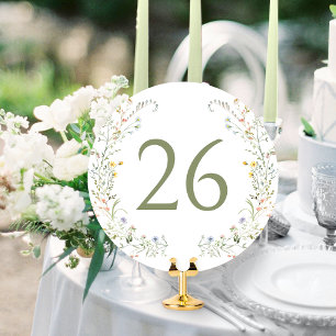 Colourful Meadow Wildflower Wreath Table Number