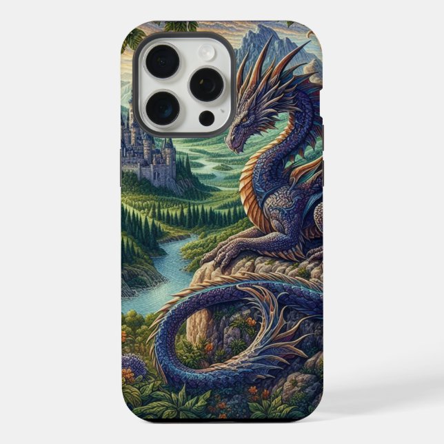 Colourful, Mediaeval Dragon castle iPhone Case (Back)