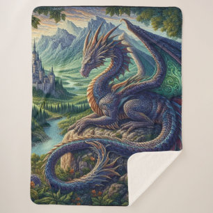 Colourful, Mediaeval Dragon castle Sherpa Blanket