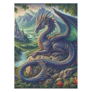 Colourful, Mediaeval Dragon castle Tablecloth