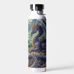 Colourful, Mediaeval Dragon castle Water Bottle