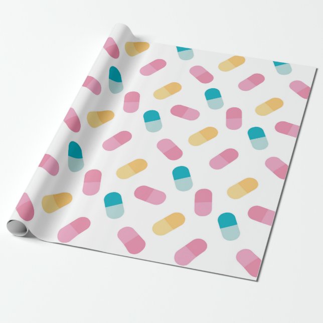 Colourful Medicine Pills Nurse Doctor Get Well Wrapping Paper (Unrolled)