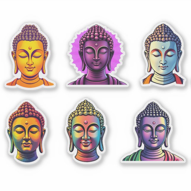 Colourful Meditating Calm Gautama Buddha (Front)