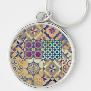 Colourful Mediterranean & Aegean traditional tiles Key Ring