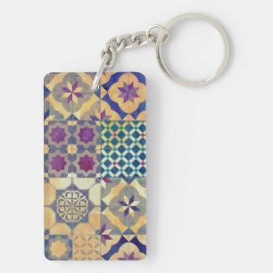 Colourful Mediterranean & Aegean traditional tiles Key Ring