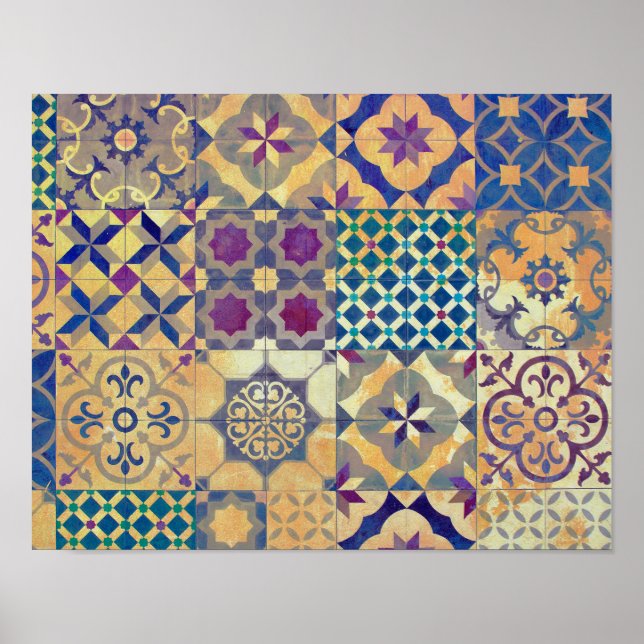 Colourful Mediterranean & Aegean traditional tiles Poster (Front)