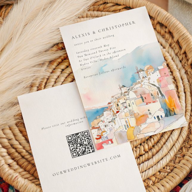Colourful Mediterranean Landscape Wedding Invitation (Creator Uploaded)