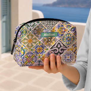 Colourful Mediterranean Majolica Tile Pattern Dopp Kit