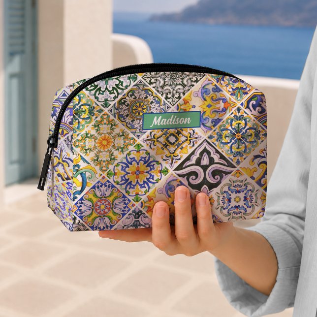 Colourful Mediterranean Majolica Tile Pattern Dopp Kit (Creator Uploaded)