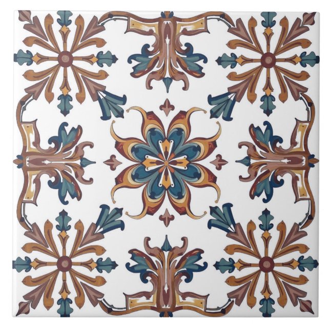 Colourful,Mediterranean,mosaic,blue,neutral, Ceramic Tile (Front)