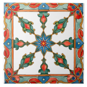 Colourful,Mediterranean,mosaic,blue,orange,green, Ceramic Tile