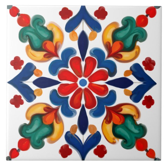 Colourful,Mediterranean,mosaic, Ceramic Tile (Front)