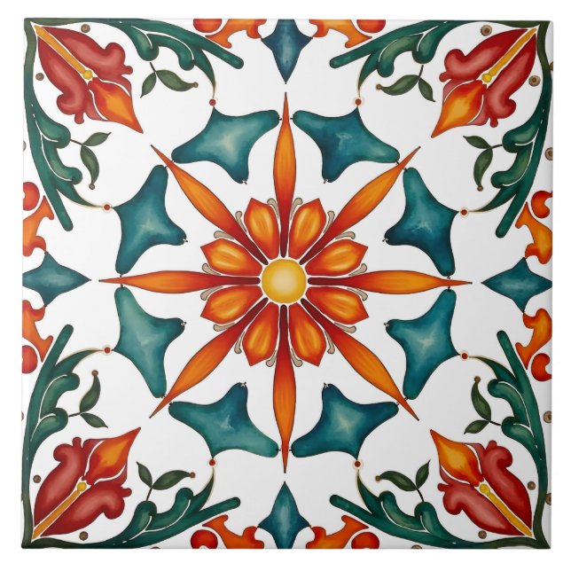 Colourful,Mediterranean ,mosaic, Ceramic Tile (Front)