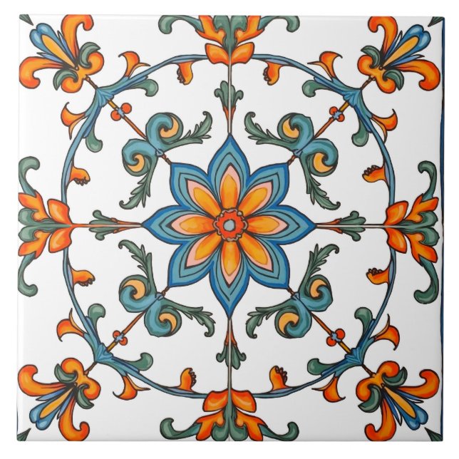 Colourful,Mediterranean,mosaic, Ceramic Tile (Front)