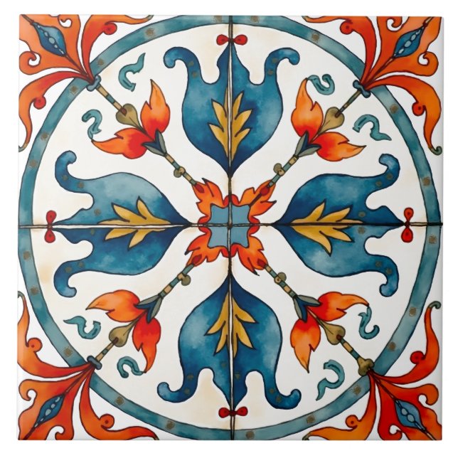 Colourful,Mediterranean,mosaic, Ceramic Tile (Front)