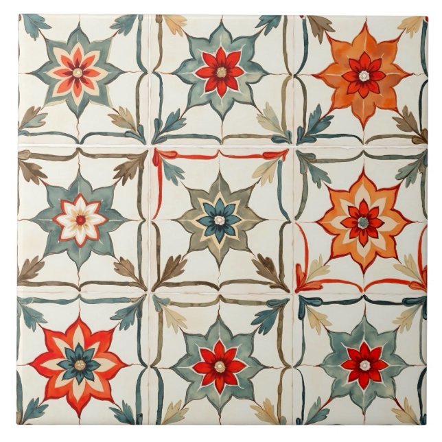 Colourful,Mediterranean,mosaic, Ceramic Tile (Front)