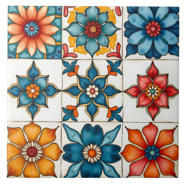 Colourful,Mediterranean ,mosaic, Ceramic Tile (Front)