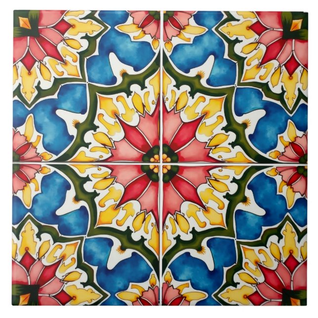 Colourful,Mediterranean,mosaic, Ceramic Tile (Front)