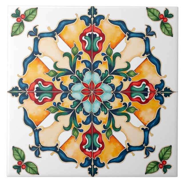 Colourful,Mediterranean,mosaic, Ceramic Tile (Front)