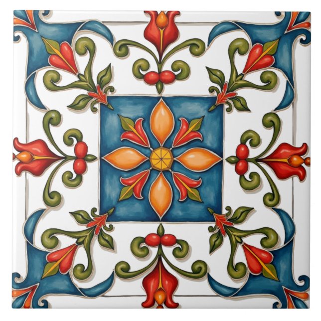 Colourful,Mediterranean,mosaic, Ceramic Tile (Front)