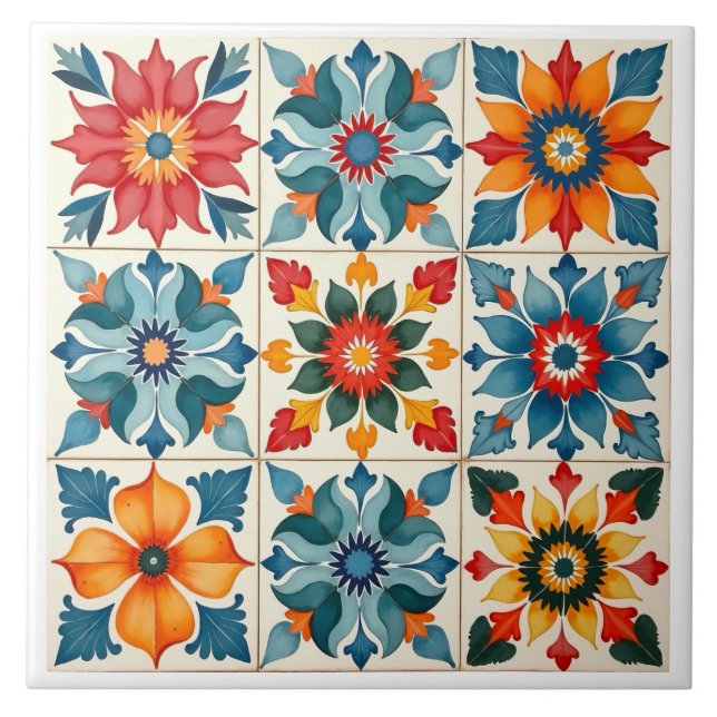 Colourful,Mediterranean,mosaic, Ceramic Tile (Front)