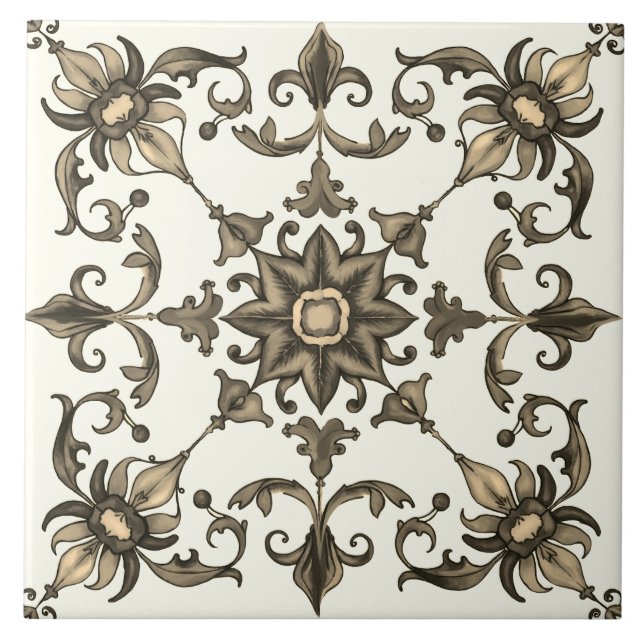 Colourful,Mediterranean,mosaic,green, Ceramic Tile (Front)