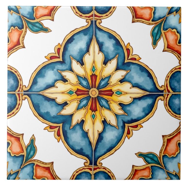 Colourful,Mediterranean,mosaic,Moroccan, Ceramic Tile (Front)