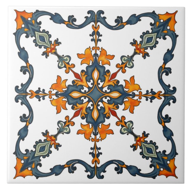 Colourful,Mediterranean,mosaic,Moroccan, Ceramic Tile (Front)