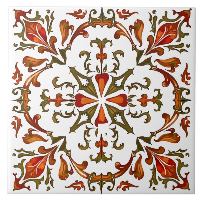 Colourful,Mediterranean,mosaic,Moroccan, Ceramic Tile (Front)