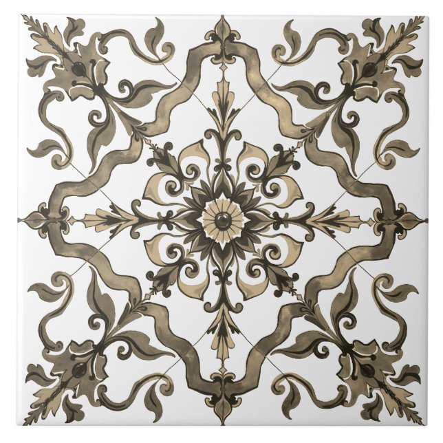 Colourful,Mediterranean,mosaic,,neutral,green  Ceramic Tile (Front)