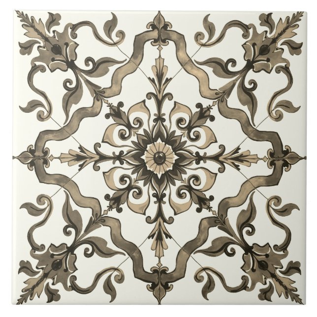 Colourful,Mediterranean,mosaic,,neutral,green  Ceramic Tile (Front)