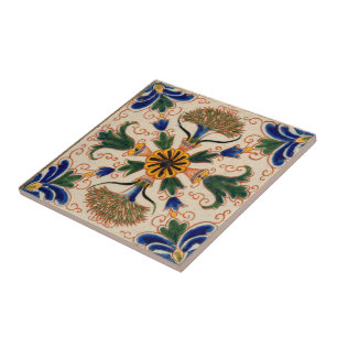 Colourful Mediterranean Vintage Floral Pattern Ceramic Tile