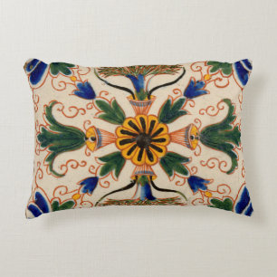 Colourful Mediterranean Vintage Floral Pattern  Decorative Cushion