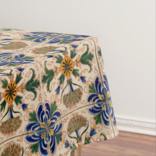 Colourful Mediterranean Vintage Floral Pattern  Tablecloth