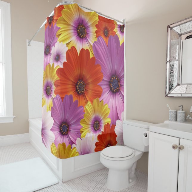 Colourful Medley of African Daisies Flowers Shower Curtain (In Situ)