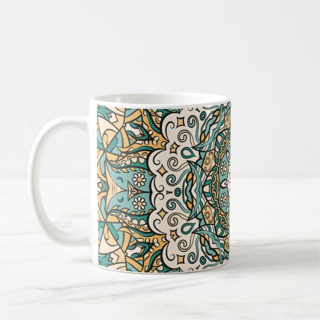 Colourful Mehndi Tile Seamless Tracery Coffee Mug (Left)