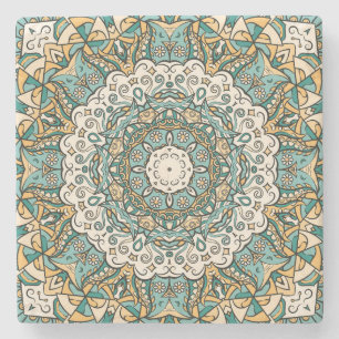 Colourful Mehndi Tile Seamless Tracery Stone Coaster