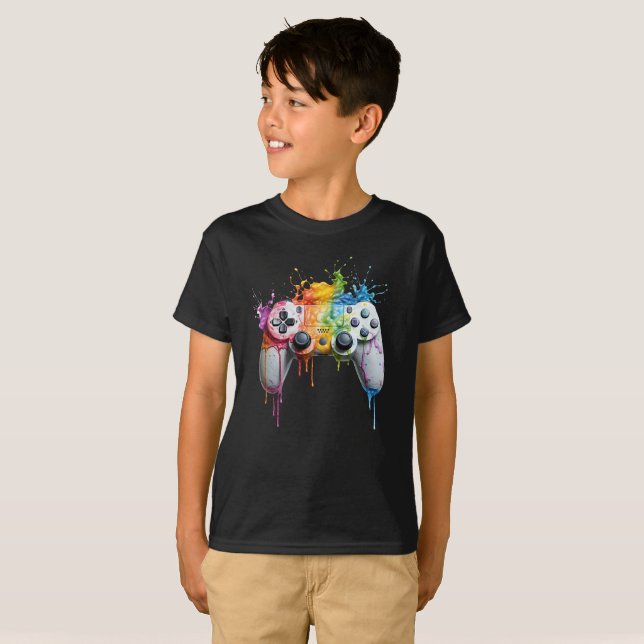 Colourful Melting Gaming Controller T-Shirt (Front Full)