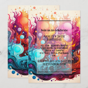 Colourful Melting Lava Design Birthday Party Invitation