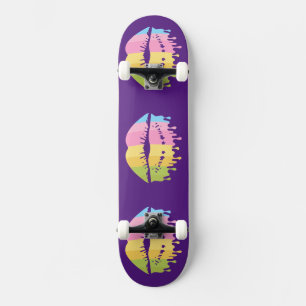 Colourful Melting Lips Skateboard