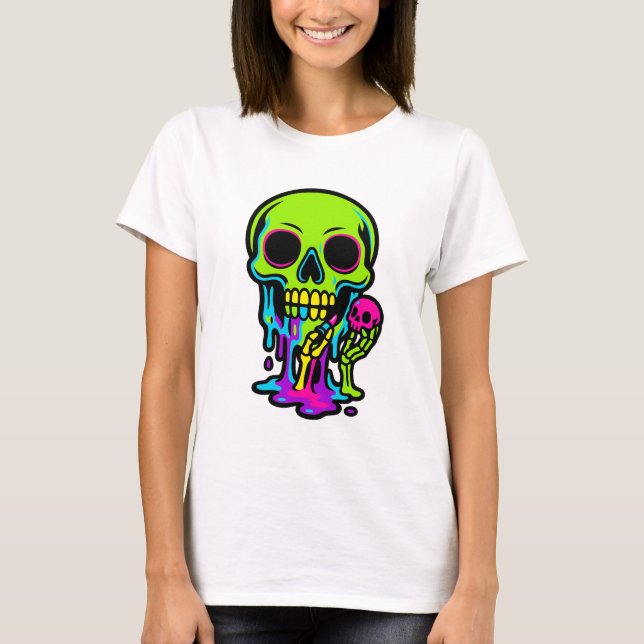 Colourful Melting Skull T-Shirt (Front)