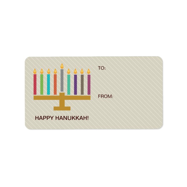 Colourful Menorah Hanukkah Gift Label (Front)