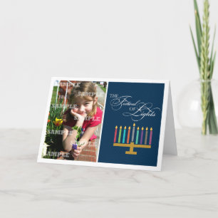 Colourful Menorah Hanukkah Holiday Card